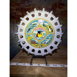 Vintage 1977 Sea World Aurora Ohio Shamu Reticulated Souvenir Plate 7.25 Inch